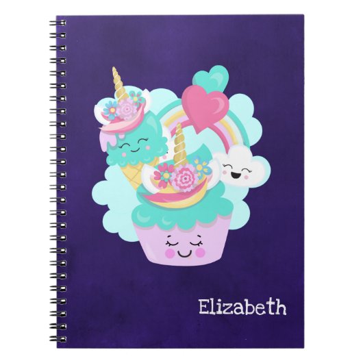 Cute Cupcake en Happy Ice Cream Notitieboek (Voorkant)