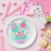 Cute Cupcake en Happy Ice Cream Papieren Bordje (Feest)