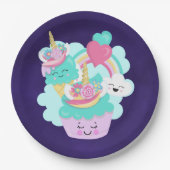 Cute Cupcake en Happy Ice Cream Papieren Bordje (Voorkant)