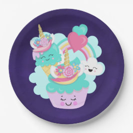 Cute Cupcake en Happy Ice Cream Papieren Bordje