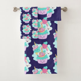 Cute Cupcake en Happy Ice Cream Pattern Bad Handdoek
