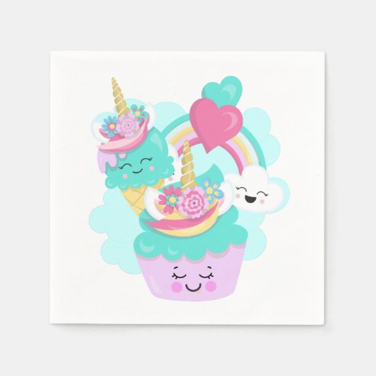 Cute Cupcake en Happy Ice Cream Servet (Voorkant)