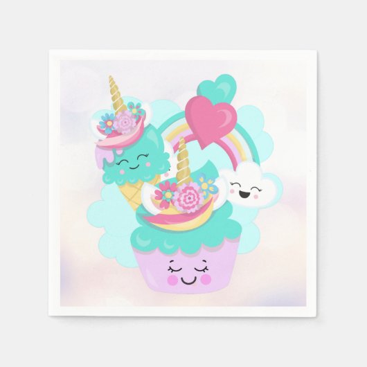 Cute Cupcake en Happy Ice Cream Servet (Voorkant)