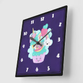 Cute Cupcake en Happy Ice Cream Vierkante Klok (Hoek)