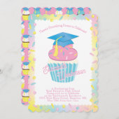 Cute Cupcake Graduation Party Kaart (Voorkant / Achterkant)