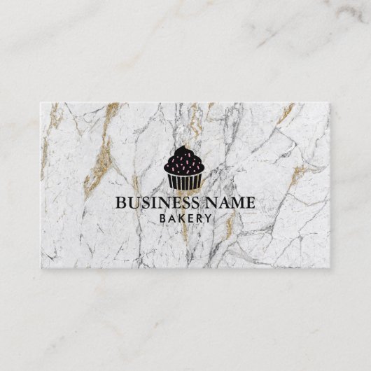 Cute Cupcake Home Bakery Moderne Marble Visitekaartje (Voorkant)