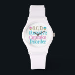 Cute Cupcake Horloge<br><div class="desc">Een  caketontwerp in roze en blauw. Ik heb OCD,  obsessieve cupcake-aandoening. Een geweldig cadeau voor een grappige bakker met een gevoel van humor.</div>