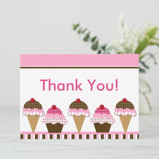 Cute Cupcake & Ice Cream Hartelijk dank Bedankkaart (Staand voorkant)