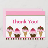 Cute Cupcake & Ice Cream Hartelijk dank Bedankkaart (Voorkant / Achterkant)