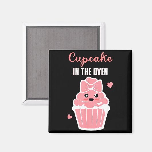 Cute Cupcake In The Oven Gender Reveal Baby Girl  Magneet (Voorkant / Achterkant)