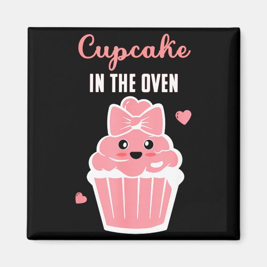 Cute Cupcake In The Oven Gender Reveal Baby Girl  Magneet (Voorkant)