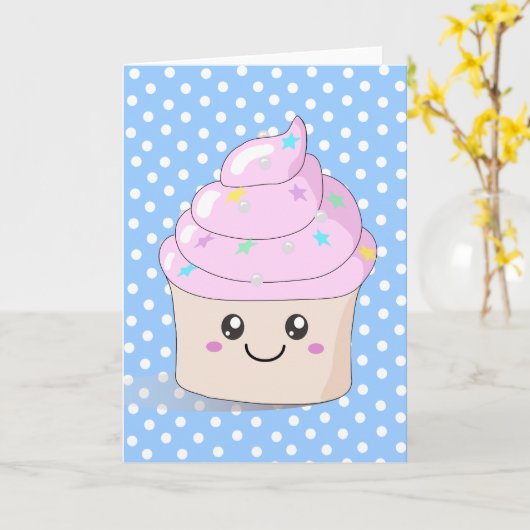 Cute Cupcake Kaart (Gele Bloem)