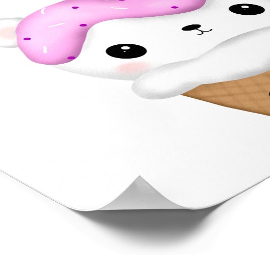 Cute Cupcake kawaii Ice crème gepersonaliseerd Poster (Hoek)