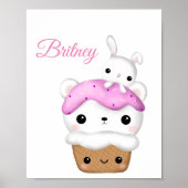 Cute Cupcake kawaii Ice crème gepersonaliseerd Poster (Voorkant)