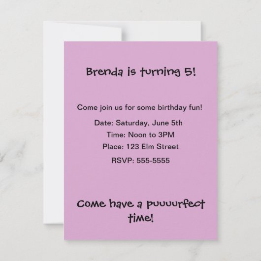 Cute Cupcake Kitty Cat Fairy Birthday Uitnodiging (Achterkant)