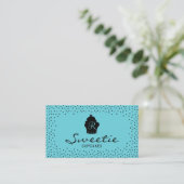 Cute Cupcake Logo Sweet Bakery Elegant Blauwgroen Visitekaartje (Staand voorkant)