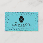 Cute Cupcake Logo Sweet Bakery Elegant Blauwgroen Visitekaartje (Voorkant)
