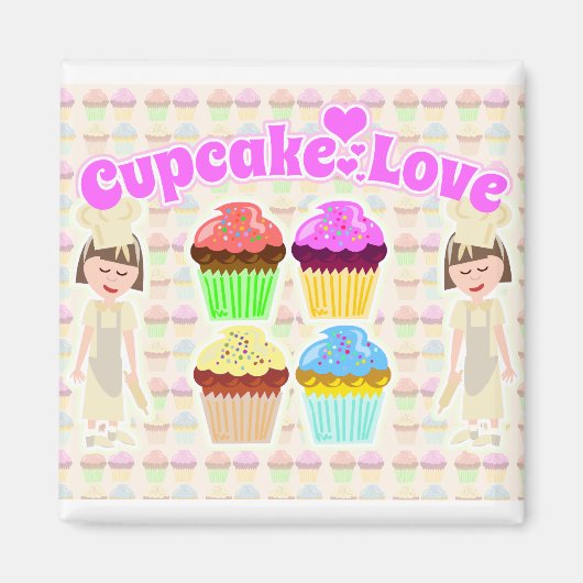 Cute Cupcake Love Chef Magneet (Voorkant)
