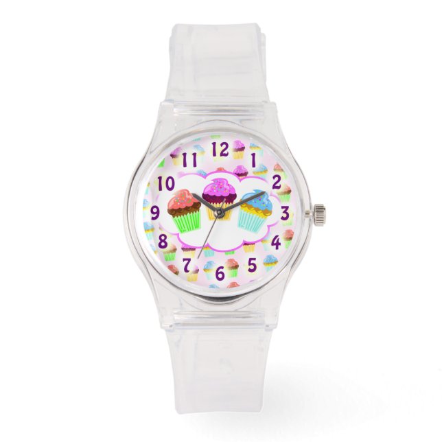 Cute Cupcake Love Horloge (Voorkant)