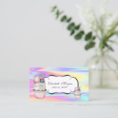 Cute Cupcake Macaron Bakery Colorful Holographic Visitekaartje (Staand voorkant)