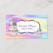 Cute Cupcake Macaron Bakery Colorful Holographic Visitekaartje (Voorkant)