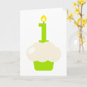 Cute Cupcake met Birthday Candle Kaart (Gele Bloem)