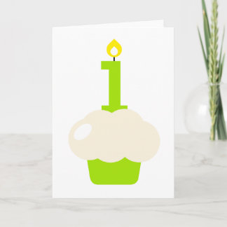 Cute Cupcake met Birthday Candle Kaart