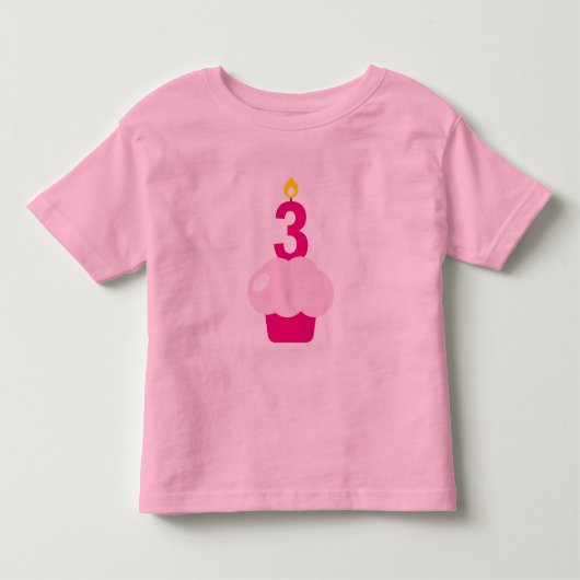 Cute Cupcake met Birthday Candle Kinder Shirts (Voorkant)