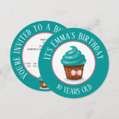 Cute Cupcake met Blauwgroen ijskinderen van zaterd Kaart (Voorkant / Achterkant)