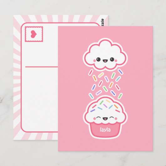 Cute Cupcake met Sprinkles Briefkaart (Voorkant / Achterkant)