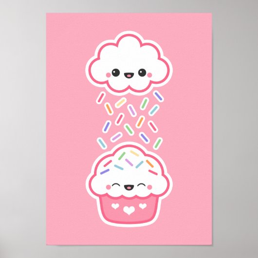 Cute Cupcake met Sprinkles Poster (Voorkant)