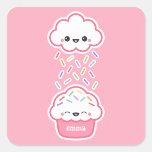 Cute Cupcake met Sprinkles Vierkante Sticker