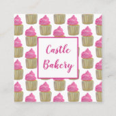 CUTE CUPCAKE Moderne banketbakkerij Pastechnok Roz Vierkante Visitekaartje (Achterkant)
