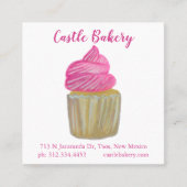 CUTE CUPCAKE Moderne banketbakkerij Pastechnok Roz Vierkante Visitekaartje (Voorkant)