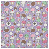 Cute Cupcake Monogram Patroon Stof (Swatch)