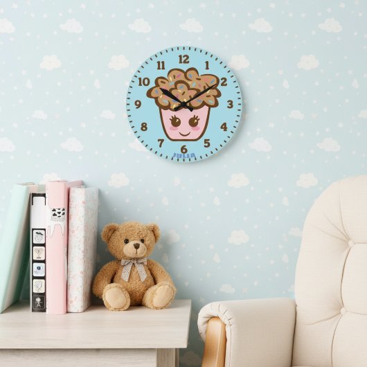 Cute Cupcake Nursery Wall Clock with Name Grote Klok