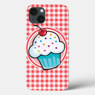 Cute Cupcake op Red en White Gingham Case-Mate iPhone Case