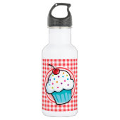 Cute Cupcake op Red en White Gingham Waterfles (Voorkant)