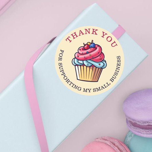 Cute Cupcake Pastry Chef Bakery Homemade Thank you Ronde Sticker