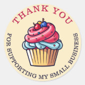 Cute Cupcake Pastry Chef Bakery Homemade Thank you Ronde Sticker (Voorkant)
