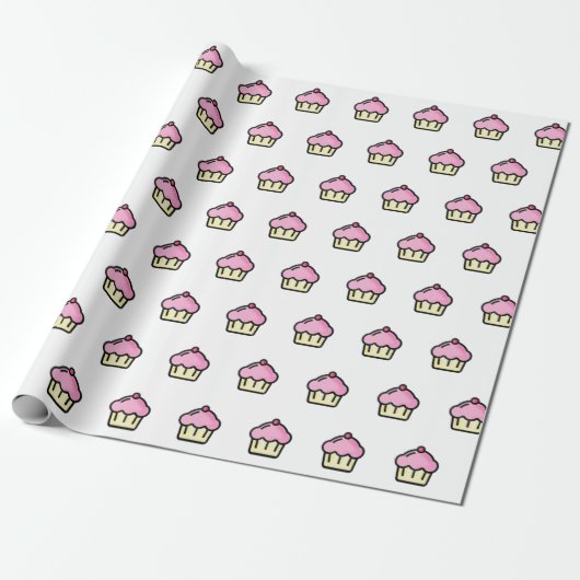 Cute Cupcake Patroon Cadeaupapier (Uitgerold)