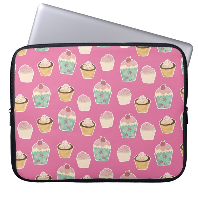 Cute cupcake-patroon laptop sleeve (Voorkant)