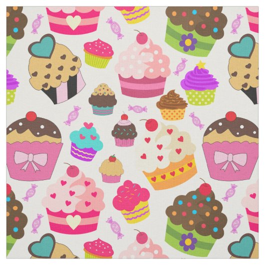 Cute Cupcake Patroon Stof (Swatch)