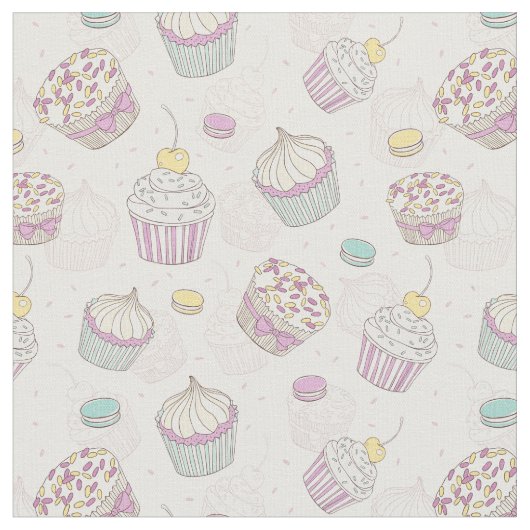 Cute Cupcake Patroon Stof (Close Up)