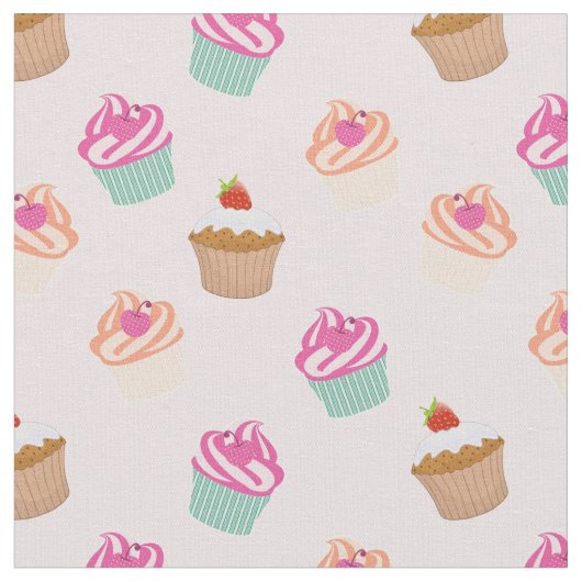 Cute cupcake-patroon stof (Close Up)