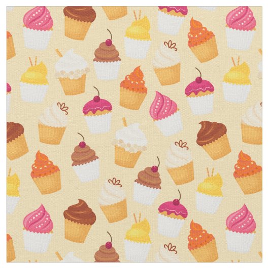 Cute cupcake-patroon stof (Close Up)