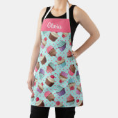 Cute Cupcake Pattern, Custom Text Apron Schort (Insitu)