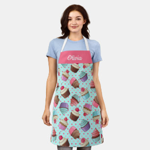 Cute Cupcake Pattern, Custom Text Apron Schort