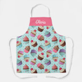 Cute Cupcake Pattern, Custom Text Apron Schort (Voorkant)