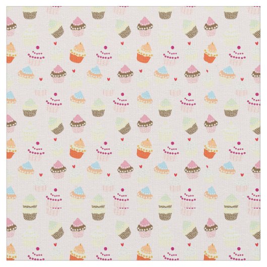 Cute Cupcake Pattern Fabric Stof (Close Up)